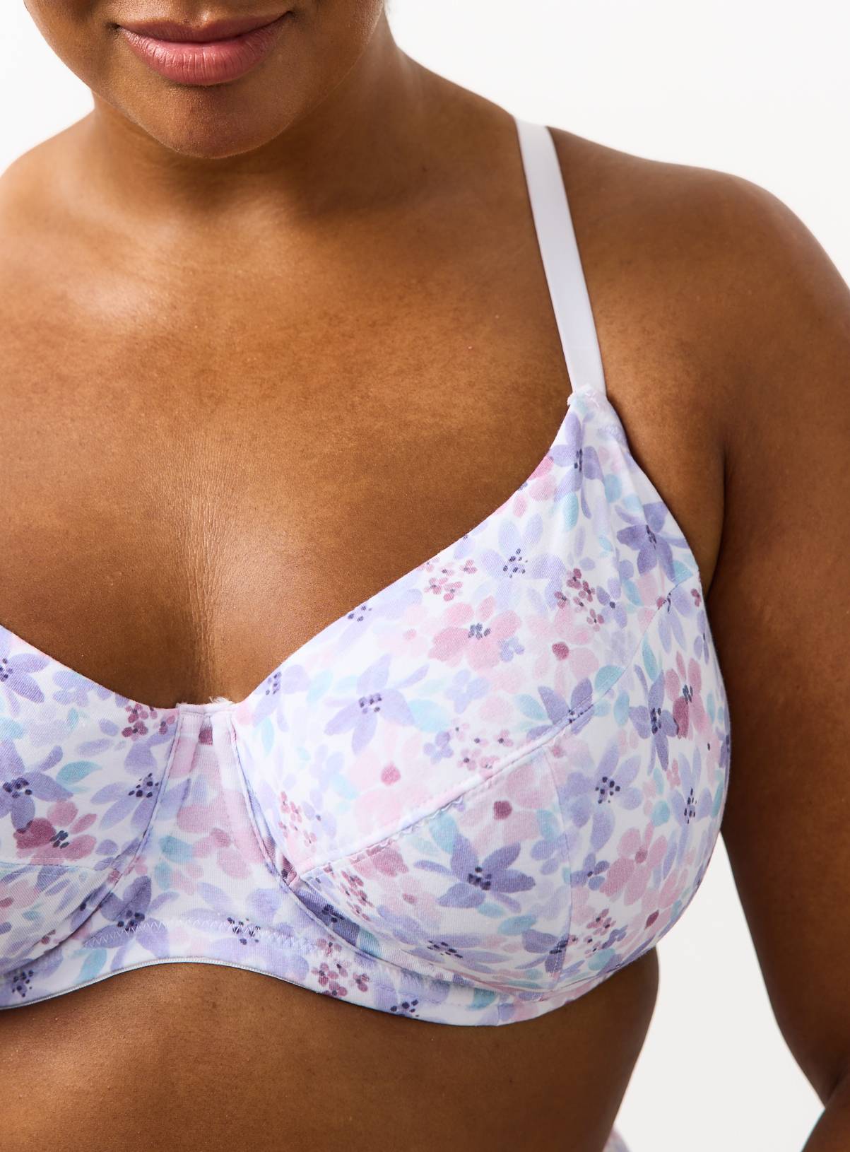 DD+ Plain & Floral Print Full Cup Underwired Bras 3 Pack 42GG - Image 3